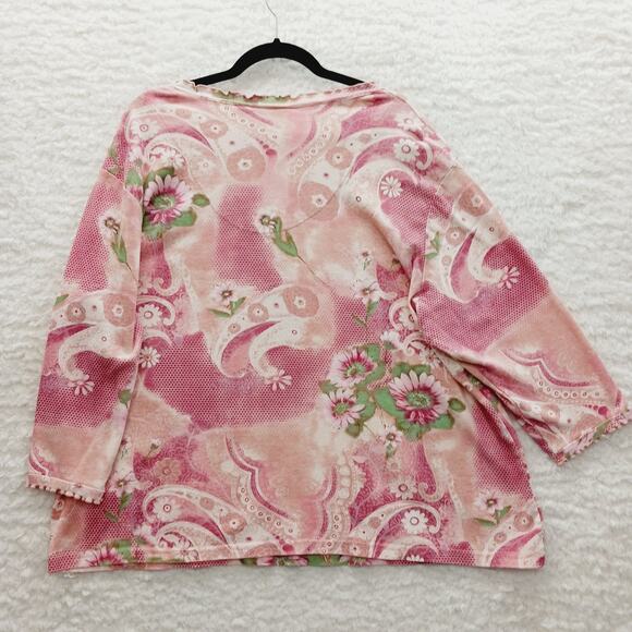 T-Shirt Powder Pink Daisy Paisley Bloomcore Whimsycore Couquette Y2K Size 2X - Picture 2 of 11